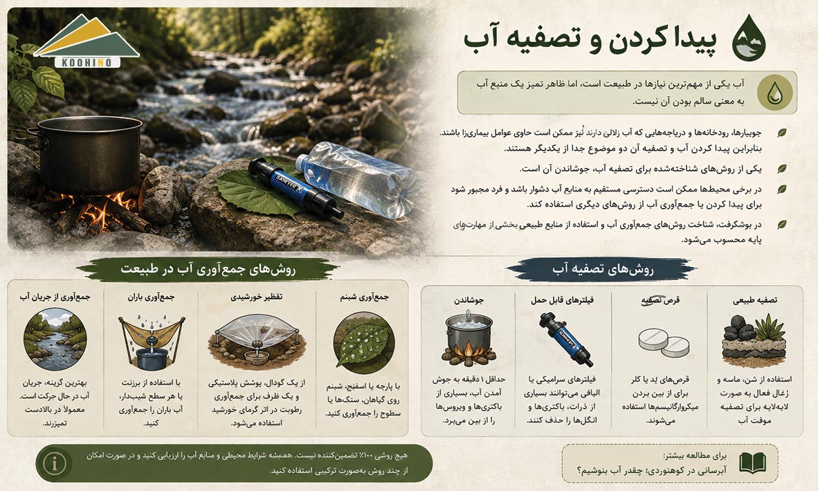 پیدا کردن و تصفیه آب در طبیعت