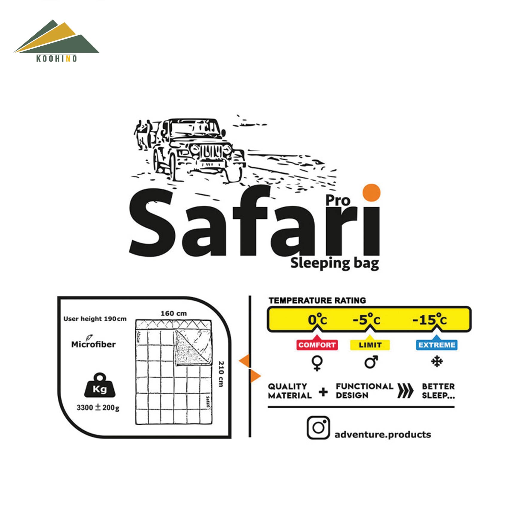 کیسه خواب دو نفره ادونچر مدل SAFARI PRO